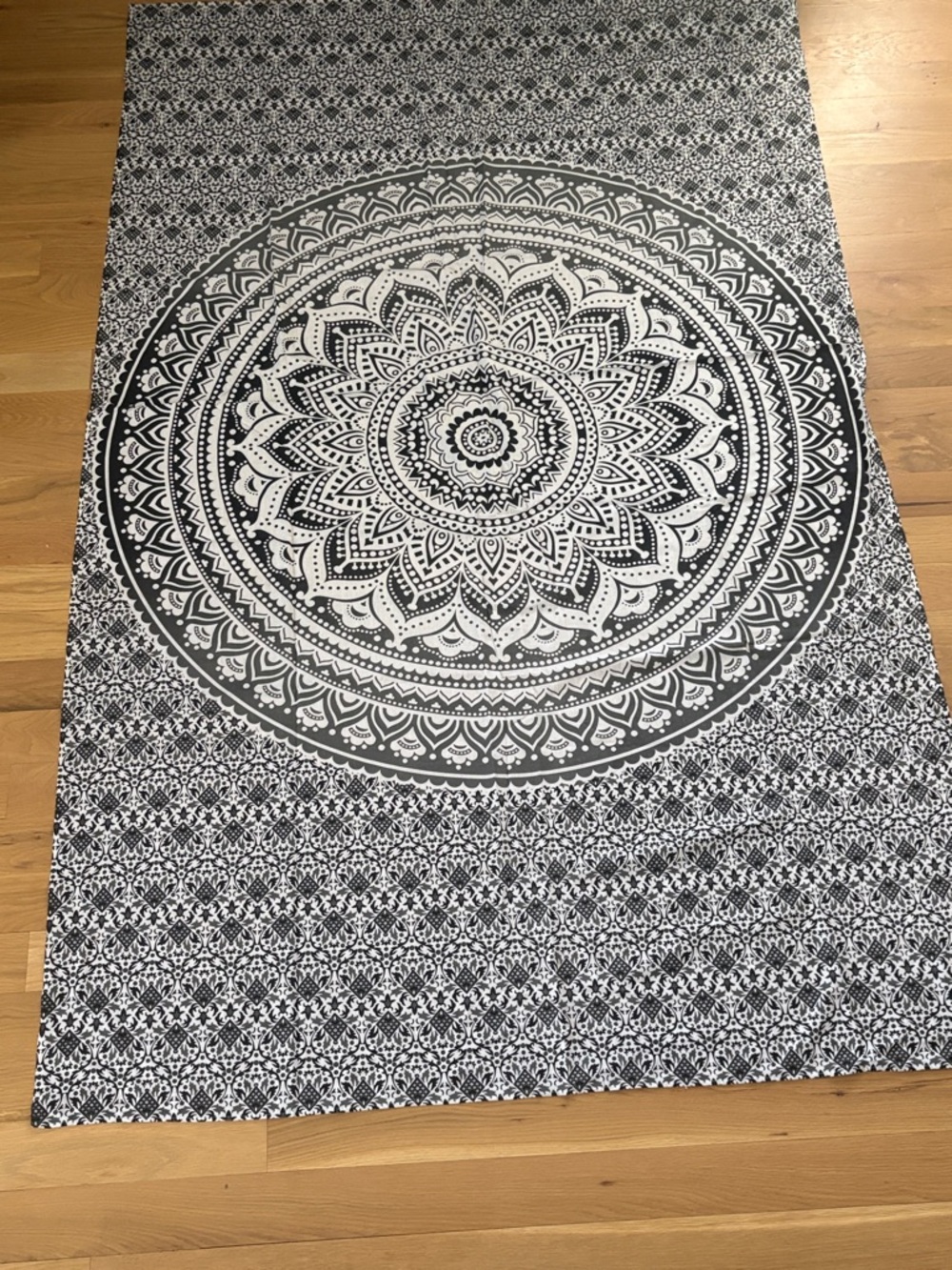 black and white mandala tapestry, commonly used for wall hanging